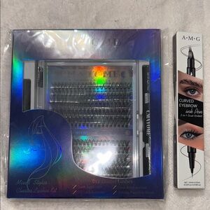 Curved Eyebrow Ink Pen and DIY Cluster Lashes Kit